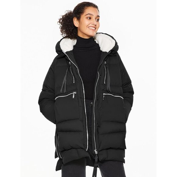 Orolay Women's Black Hooded Down Jacket With Fleece Lining Size Large 318 - Picture 13 of 16